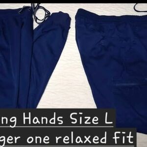 Healing Hands L Navy Scrub Pants-1 Jogger, 1 Relaxed Fit